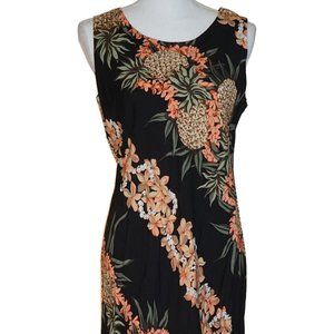 Hilo Hattie Maxi Dress with Pineapples and Leis - Made in Hawaii